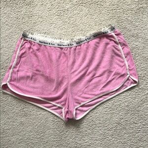 Aerie Pink and White Pajama Shorts with Relaxed Fit